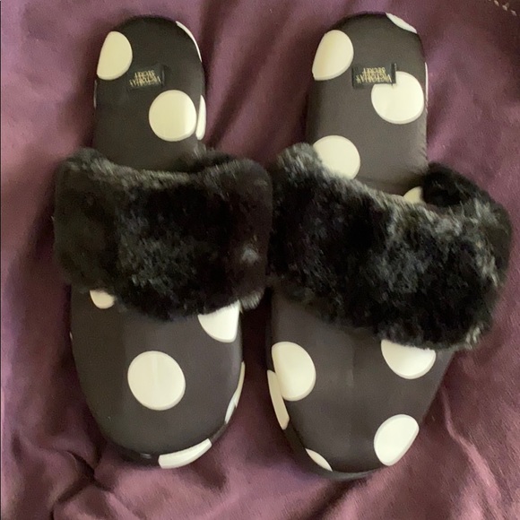 Victoria's Secret Shoes - Victoria's Secret Black Polka Dot Slippers